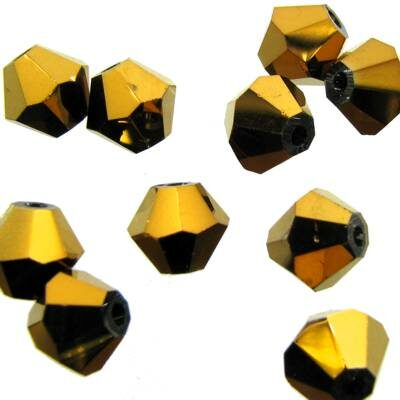 glass MC beads Rondelle 6mm Gold Metallic (10pcs) China - k879