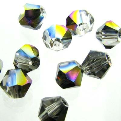 glass MC beads Rondelle 6mm Half Rainbow (10pcs) China - k884
