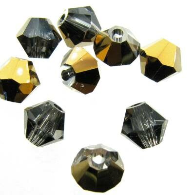 glass MC beads Rondelle 6mm Half Gold Metallic (10pcs) China - k886