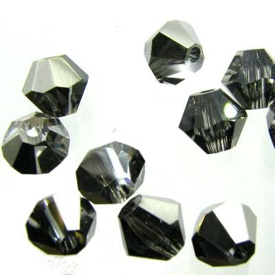 glass MC beads Rondelle 6mm Half Silver Metallic (10pcs) China - k888