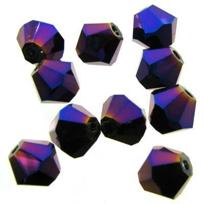 glass MC beads Rondelle 6mm Purple Plated (10pcs) China - k889