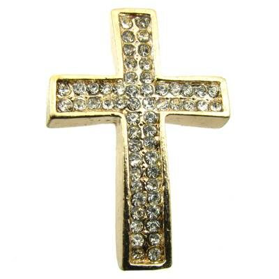connector cross 38x27x4.5mm with rhinestone gold color - k963
