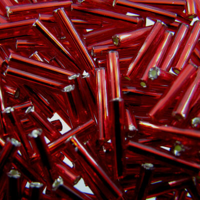 bugles 5mm Siam Ruby silver lined (25g) Czech - j1488