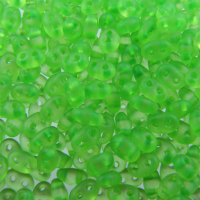 seed beads TWIN 2.5x5mm Neon Green clear matt (25g) Czech - j2085