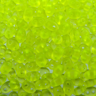 seed beads TWIN 2.5x5mm Neon Yellow clear matt (25g) Czech - j2087