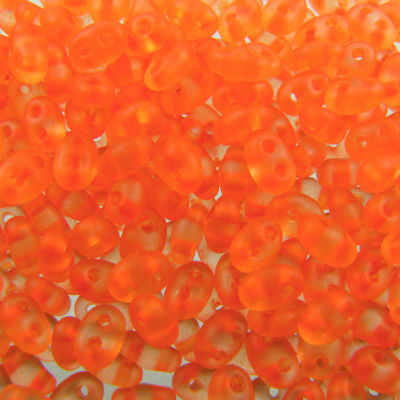seed beads TWIN 2.5x5mm Neon Orange clear matt (25g) Czech - j2088