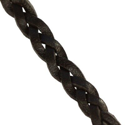 woven leather wire 5.5mm black (1m) - f11877