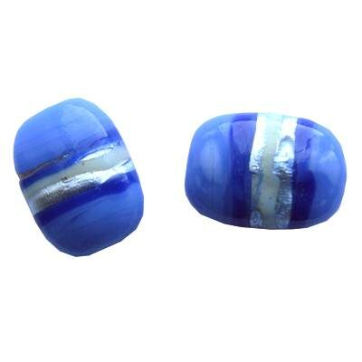 -40% bead rectangle 18x14mm blue with silver (India) - b013
