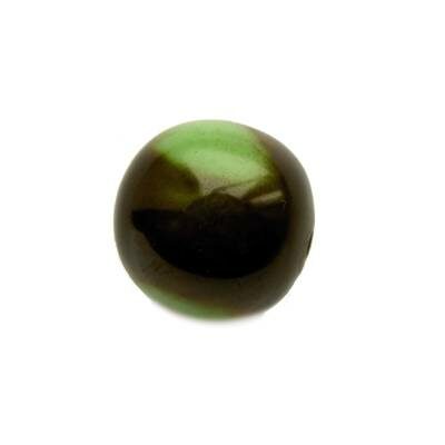 bead round 20m plastic black with green (India) - b023