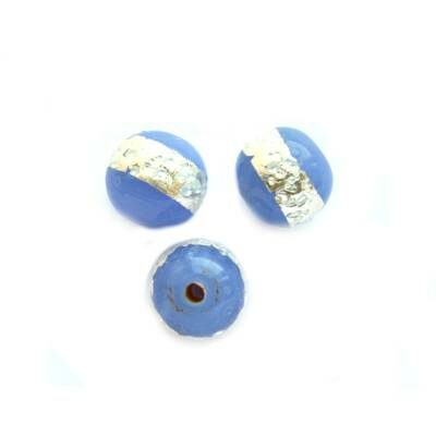 bead round 10mm blue with silver (India) - b035