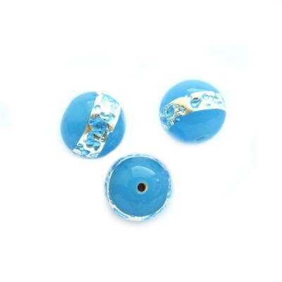 bead round 10mm l.blue with silver (India) - b036