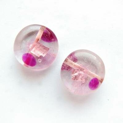 -60% bead pill 16mm transp. with red spot (India) - b053