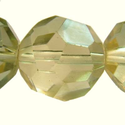 faceted glass bead 12 mm 10pcs light yellow (India) - b060