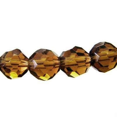 faceted glass bead 8 mm 10pcs brown (India) - b195