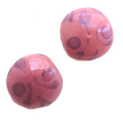 -60% bead pill c18x10mm pink ornamented (India) - b208-1