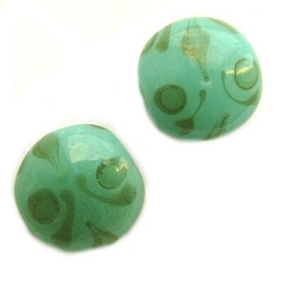-60% bead pill d18x10mm green ornamented (India) - b208-4
