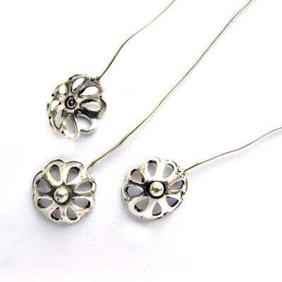 pin with flower 7cm d10mm brass silver plated