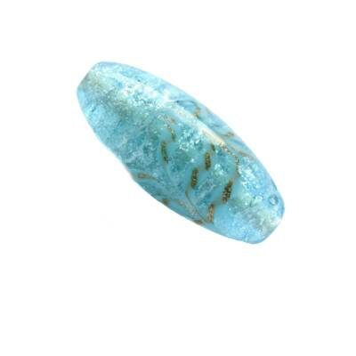 -60% bead oval 30x10mm "Brocade" with wave (India) l.blue - b277-3
