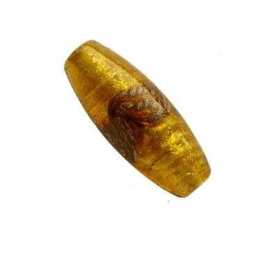 -60% bead oval 30x10mm "Brocade" with wave (India) yellow - b277-5