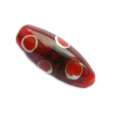 -40% bead oval 30x13mm (India) red - b284-7