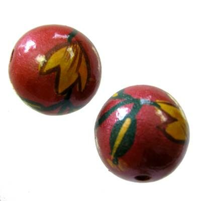 (Latviski) -60% pērles apaļa 20mm koka sarkanbrūna ar puķi