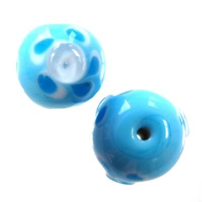 (Latviski) -40% pērle apaļa 16mm ar puķi g.zila