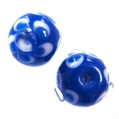 (Latviski) -40% pērle apaļa 16mm ar puķi zila