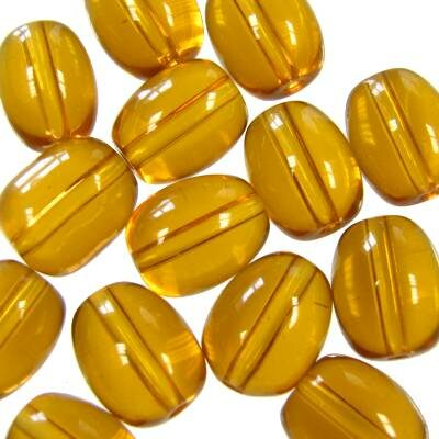 bead oval 10x8mm yellow (20pcs) India - b360-111