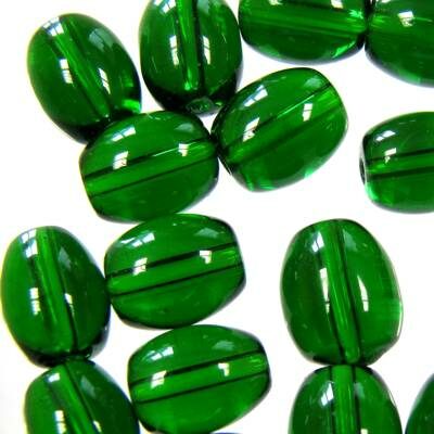 bead oval 10x8mm green (20pcs) India - b360-113