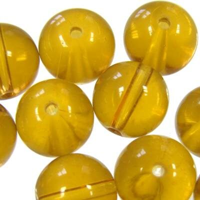 bead round 12mm yellow (10pcs) India - b361-111
