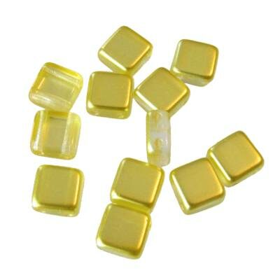 CzechMates bead 6x6mm 2-holes lemon yellow pearly (24pcs) Czech - c66-22582