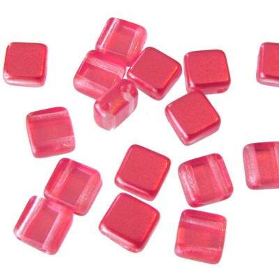 CzechMates bead 6x6mm 2-holes coral red pearly (24pcs) Czech - c66-22588