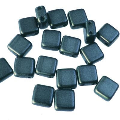 CzechMates bead 6x6mm 2-holes bluish-grey pearly (24pcs) Czech - c66-25033