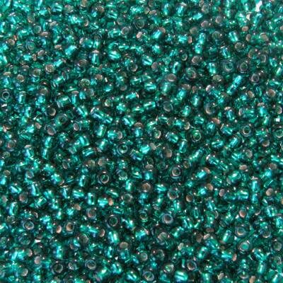 seed beads N11 Teal Green silver lined (25g) Czech - j1074