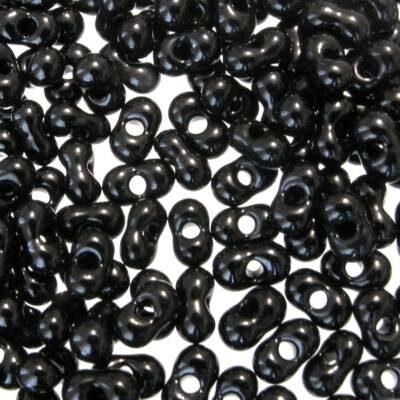 seed beads two-piece 3x6mm Black (25g) Czech - j1082