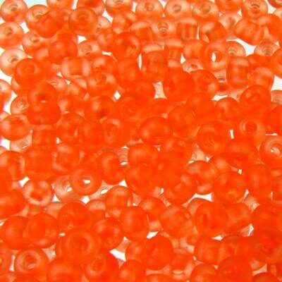 seed beads N6 Neon Orange transp. (25g) Czech - j1136