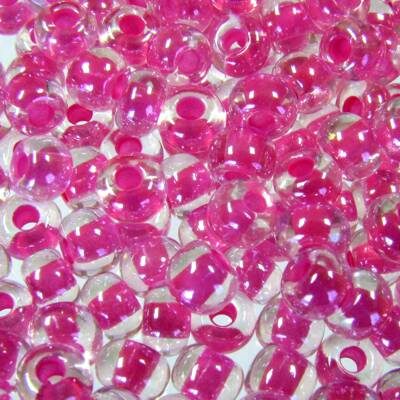 seed beads N5 Crystal Dark Pink lined (25g) Czech - j1157