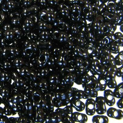 seed beads two-piece 2x4mm Black (25g) Czech - j1182