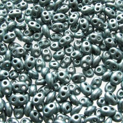 seed beads TWIN 2.5x5mm Bluegreen jet terra pearl matt (25g) Czech - j2050