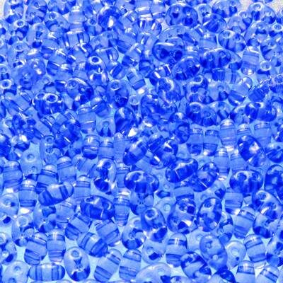 seed beads TWIN 2.5x5mm Blue solgel dyed (25g) Czech - j2056