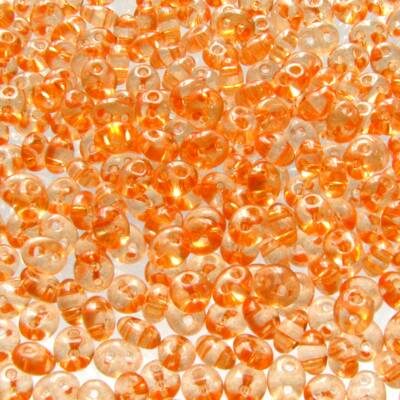 seed beads TWIN 2.5x5mm Orange solgel dyed (25g) Czech - j2057