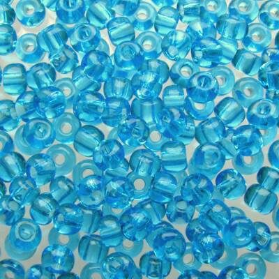 seed beads N6 Medium Aquamarine transp. (25g) Czech - j298