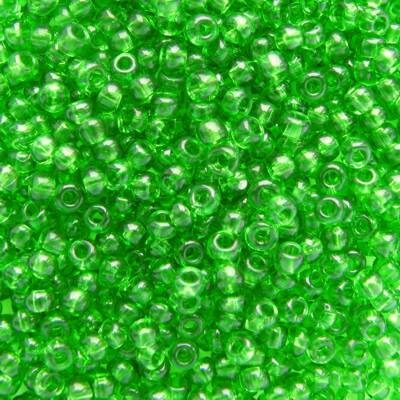 seed beads N9 green transp. Chrysolite (25g) Czech - j774