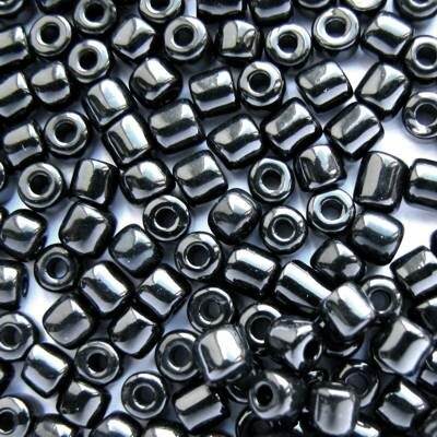 seed beads pipes 4mm black (25g) Czech - j785