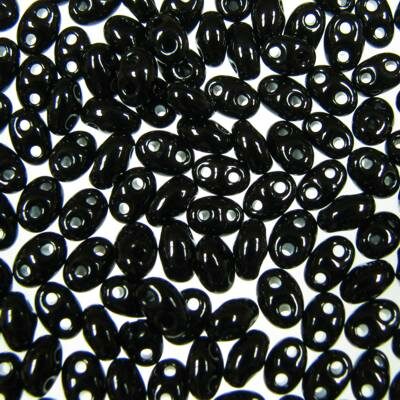seed beads TWIN 2.5x5mm Black (25g) Czech - j948