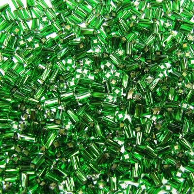 bugles 1" supertwisted Chrysolite silver lined (25g) Czech - j970