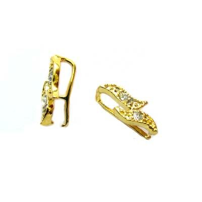 pendant bail 13x4mm gold color with rhinestone - k031