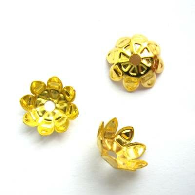 beads caps 6.5x6.5x3mm gold color flower (10pcs) - k040