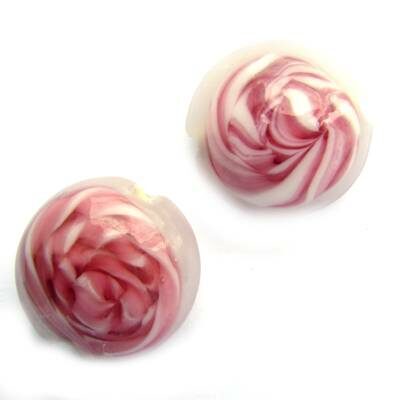 -40% bead coin d18x10mm white with pink flower - k204