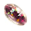 lampwork bead oval 36x24x12mm clear with amethyst - k216